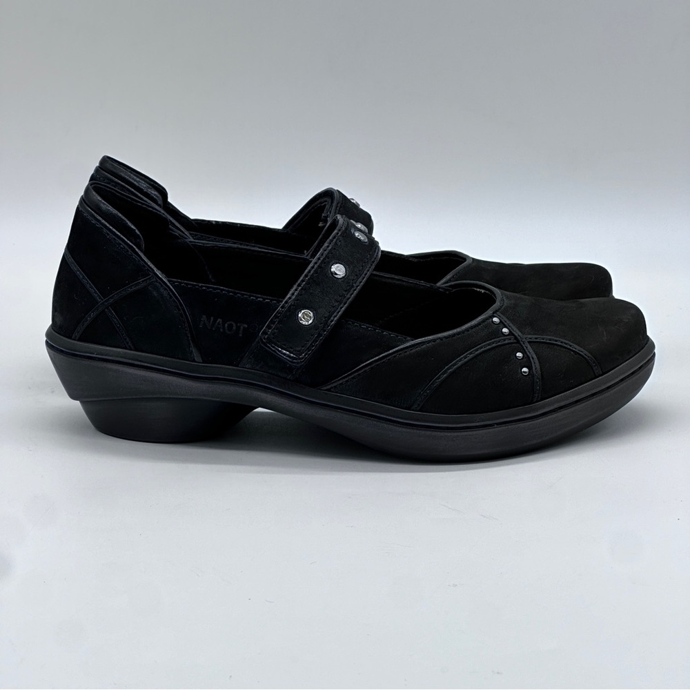 NAOT  Maryjane Black Nubuck Shoe. Size 9